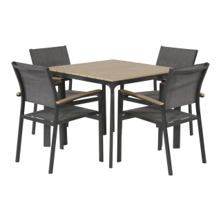 Arezzo dining tuinset 4 personen | antraciet + teaklook | 90x90cm