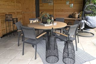 Arezzo dining tuinset 6 personen | antraciet + teaklook | Ø150cm