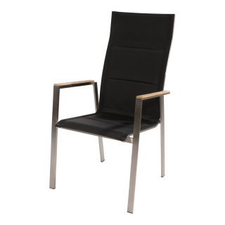 Marmaris dining tuinstoel hoge rug RVS zwart