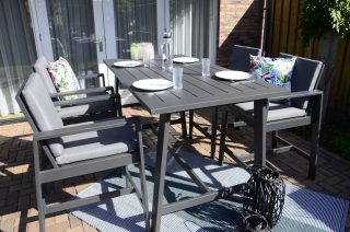 Lugano barset 4 personen | antraciet + aluminium | 180x94cm