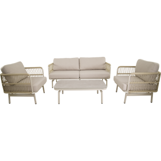Portofino stoel-bank loungeset 4 personen | aluminium beige | 4-delig