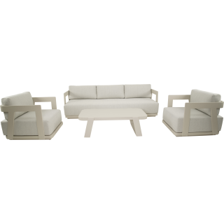 Monza stoel-bank loungeset 5 personen | aluminium beige | 4-delig