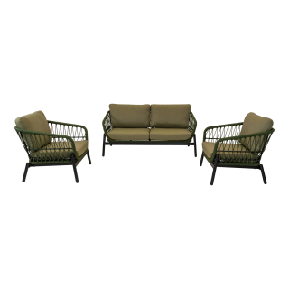 Zavi stoel-bank loungeset 4 personen | aluminium olive | 3-delig