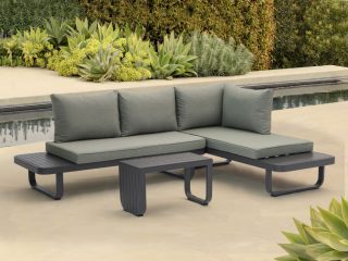 Argos hoek loungeset 4 personen | aluminium zachtgroen | 3-delig