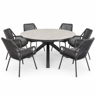 Milano dining tuinset 6 personen | antraciet + sintered stone | Ø158cm