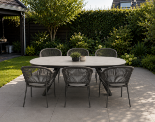 Portofino dining tuinset 6 personen ovaal | antraciet + sintered stone | 200x100cm
